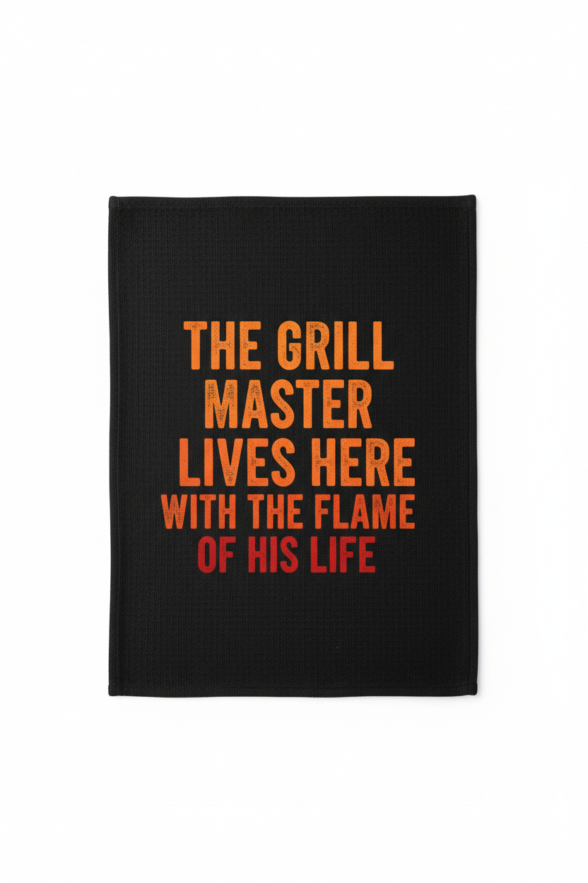 The Grill Master Lives Here Kitchen Towel