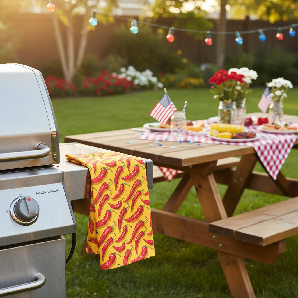 4th of July Hot Pepper Tea Towel