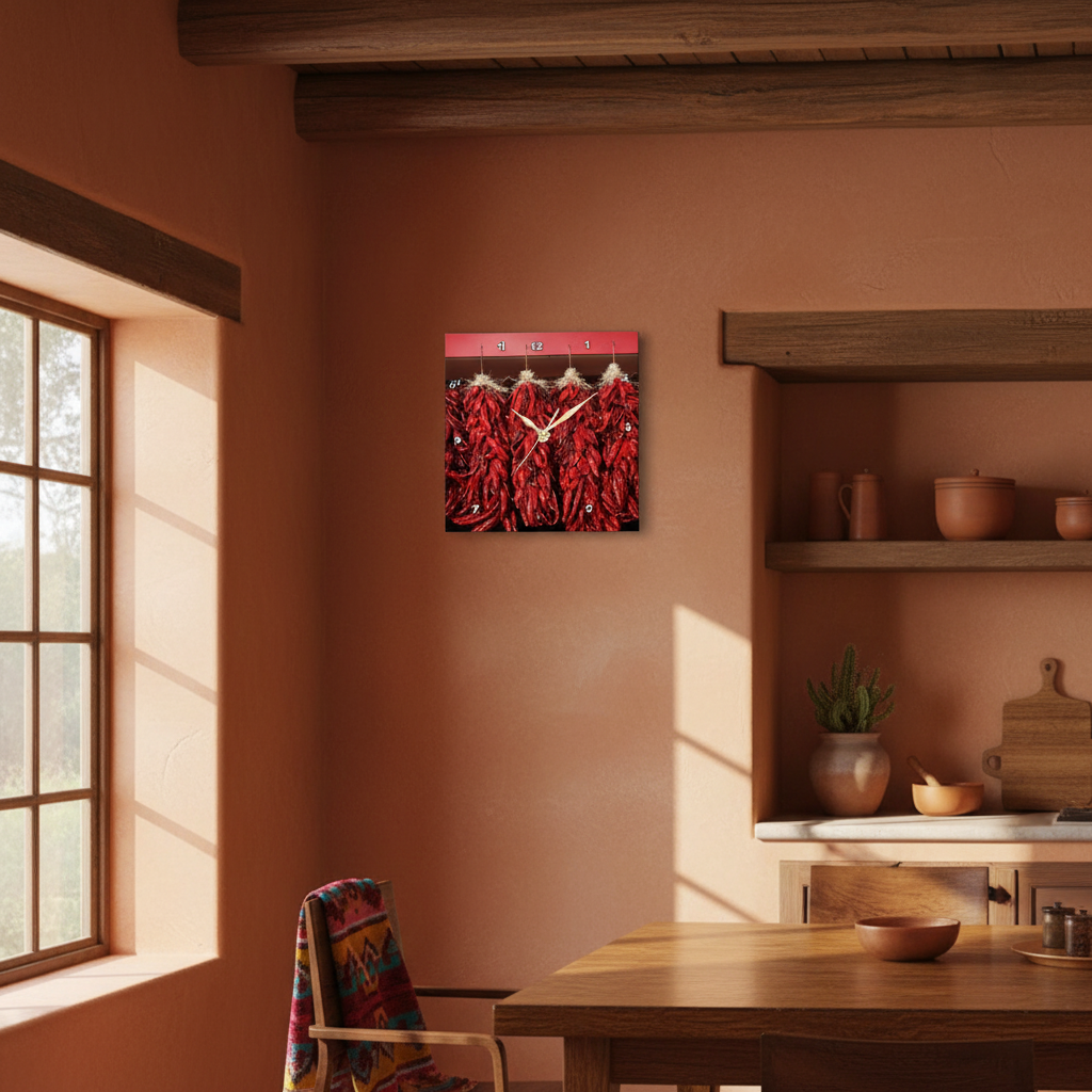Chili Pepper Ristra Clock hanging on wall