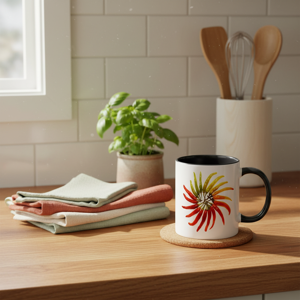 Chili Pepper Mug with kitchen background