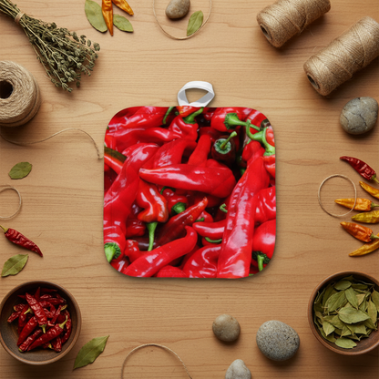 Chili Pepper Potholder with artisan background