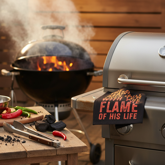 Grill Master Dish Towel -bbq scene.