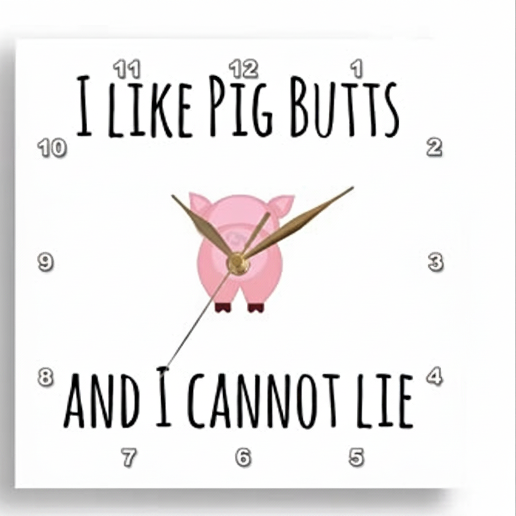 I Like Pig Butts Wall Clock-close up