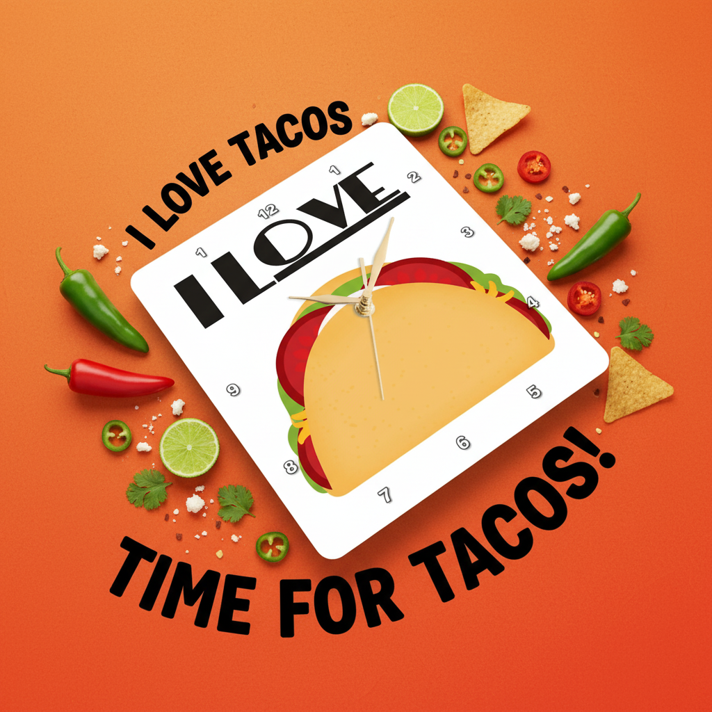 I Love Tacos Clock - Bold Product Shot