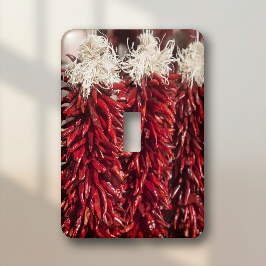 Red chili pepper ristra Switch plate cover with minimalist background