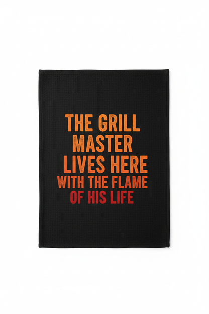 The Grill Master Lives Here Kitchen Towel